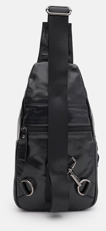 Мужской рюкзак слинг через плечо из натуральной кожи черного цвета Keizer 88709 фото №2 Мужской рюкзак слинг через плечо из натуральной кожи черного цвета Keizer 88709 modnotak фото №2