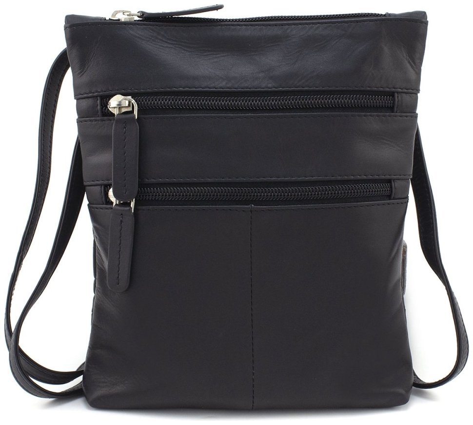 Невелика сумка на плече із гладкої шкіри чорного кольору Visconti 68809