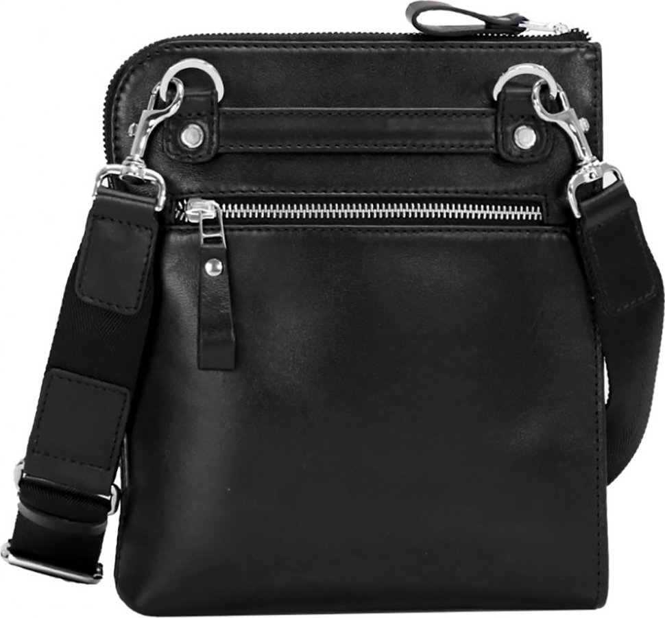 Мужская черная сумка-планшет из гладкой кожи на молнии Issa Hara (27041)