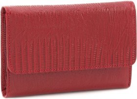 Червоний жіночий гаманець на кнопці з тисненням під шкіру змії Tony Bellucci (10843)