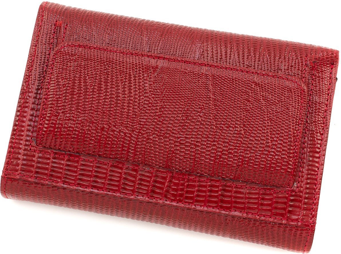 Червоний жіночий гаманець на кнопці з тисненням під шкіру змії Tony Bellucci (10843)