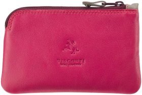 Женская кожаная ключница оранжево-розового цвета на молнии Visconti Geno 69209