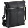 Мужская сумка на плечо из винтажной кожи черного цвета Tom Stone (10959) - 1
