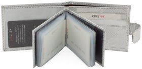 Серебристая женская кожаная визитница с отделением для купюр KARYA (15584)