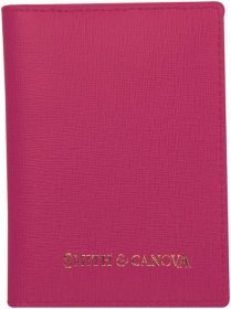 Розовый женский картхолдер двойного сложения из натуральной кожи сафьяно Smith&Canova 69709