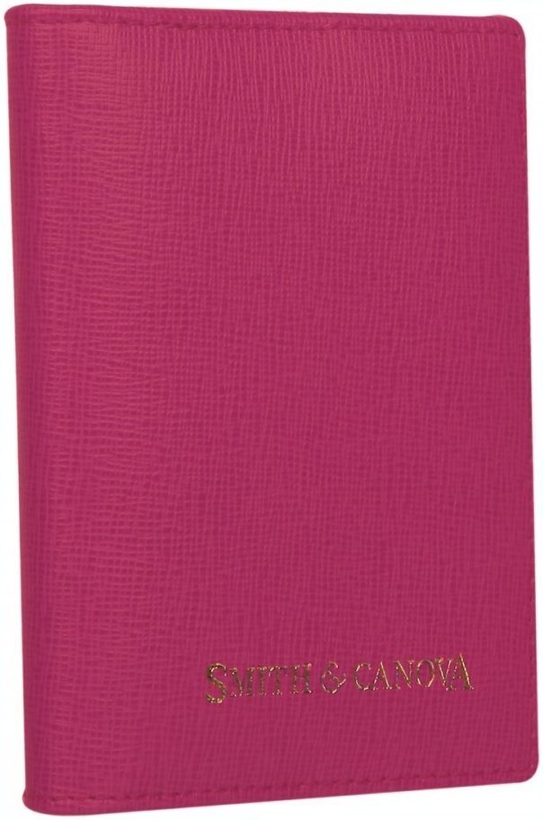 Розовый женский картхолдер двойного сложения из натуральной кожи сафьяно Smith&Canova 69709
