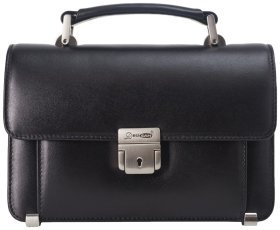 Мужская классическая барсетка из гладкой кожи черного цвета Desisan 80110