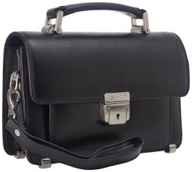 Мужская классическая барсетка из гладкой кожи черного цвета Desisan 80110