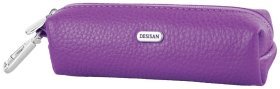 Фиолетовая женская ключница из натуральной зернистой кожи на змейке Desisan 80310
