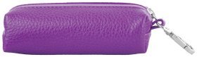 Фиолетовая женская ключница из натуральной зернистой кожи на змейке Desisan 80310