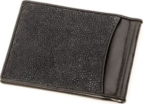 Чорний затиск для грошей зі справжньої шкіри ската STINGRAY LEATHER (024-18293)