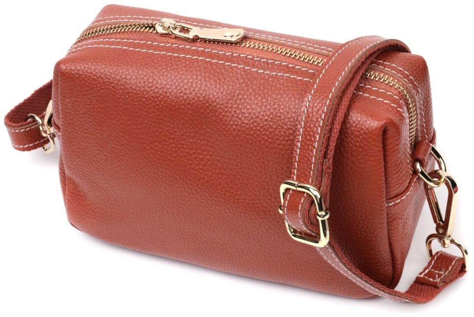Коричнева жіноча сумка з фактурної шкіри на плече або на зап'ястя Vintage 2422273