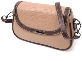 Бежева жіноча сумка-кроссбоді з натуральної шкіри з клапаном на магнітах Vintage 2422373