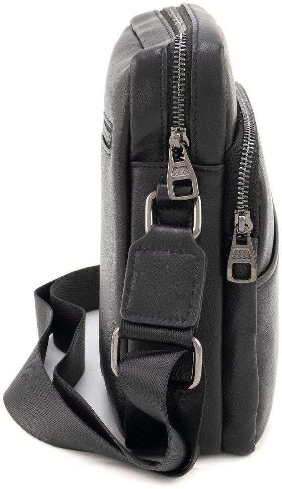 Кожаная мужская наплечная сумка Leather Collection 90810 черного цвета фото №2 Кожаная мужская наплечная сумка Leather Collection 90810 черного цвета modnotak фото №2