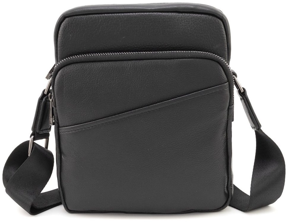 Кожаная мужская наплечная сумка Leather Collection 90810 черного цвета фото №4 Кожаная мужская наплечная сумка Leather Collection 90810 черного цвета modnotak фото №4