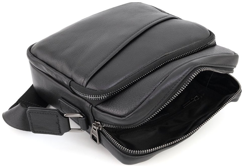 Кожаная мужская наплечная сумка Leather Collection 90810 черного цвета фото №8 Кожаная мужская наплечная сумка Leather Collection 90810 черного цвета modnotak фото №8