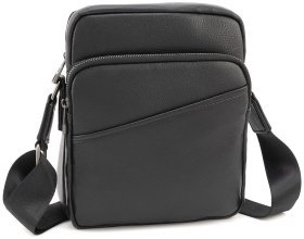 Кожаная мужская наплечная сумка Leather Collection 90810 черного цвета