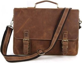 Чоловічий портфель зі винтажной шкіри коричневого кольору VINTAGE STYLE (14541)