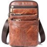 Компактна вертикальна чоловіча сумка коричневого кольору VINTAGE STYLE (14724) - 1