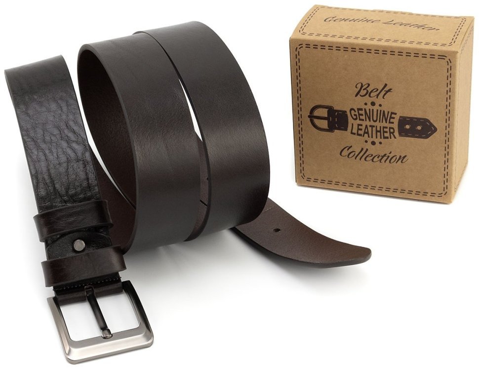Широкий довгий коричневий ремінь із італійської шкіри Gherardini 45060 (батал довжина до 150 см) modnotak фото №5