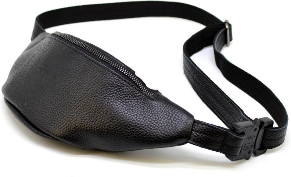 Поясная средняя сумка черного цвета из натуральной кожи TARWA (19625)