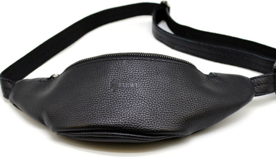 Поясна середня сумка чорного кольору з натуральної шкіри TARWA (19625)