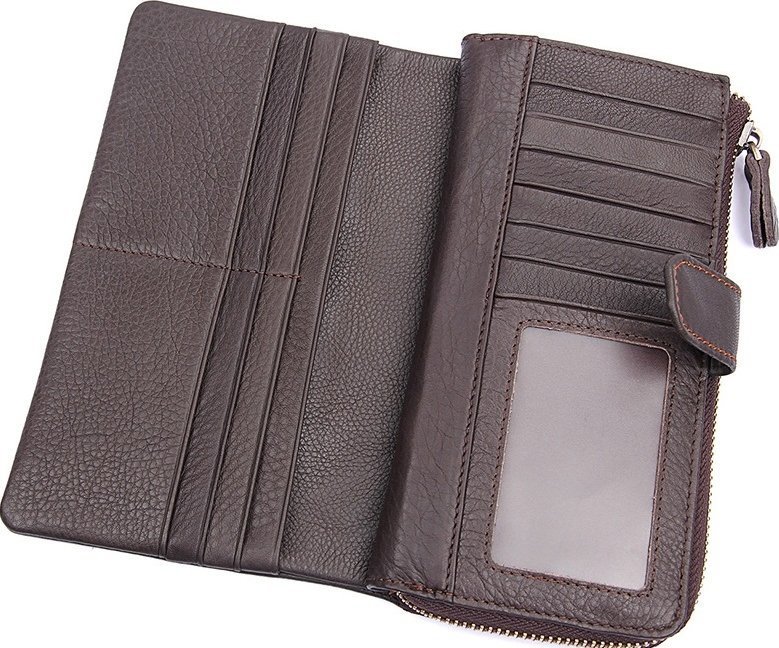 Місткий чоловічий гаманець з натуральної коричневої шкіри Vintage (14487)