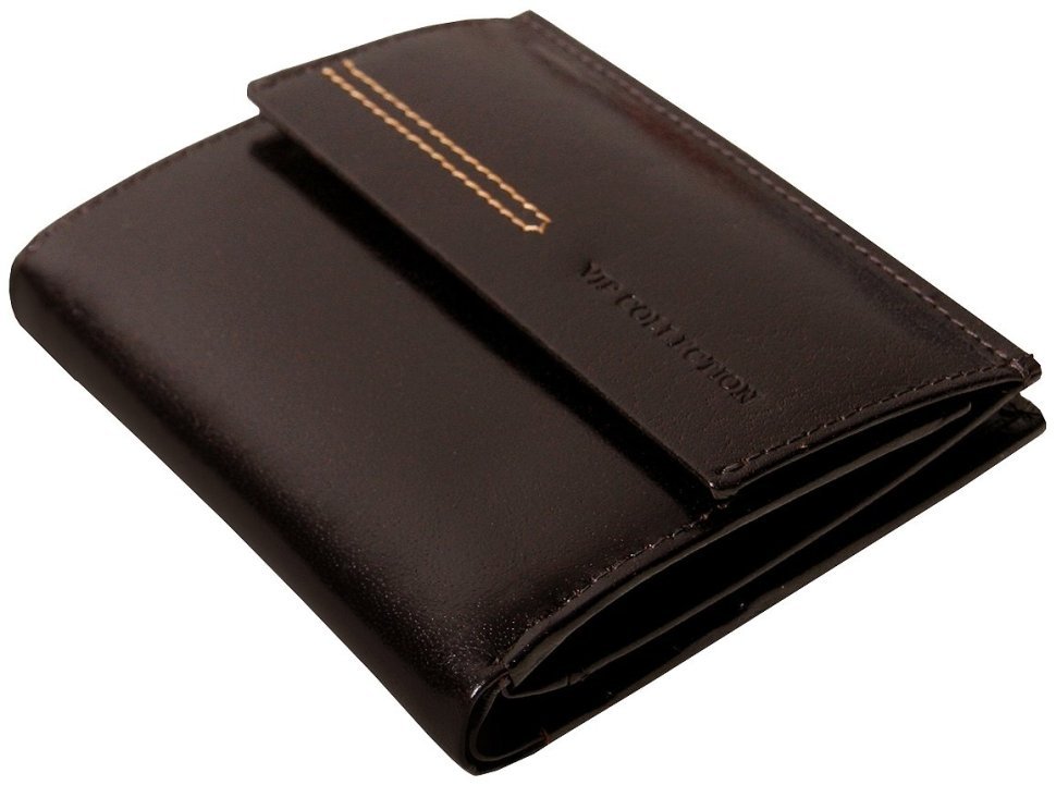 Женский кожаный кошелек на кнопке London коричневого цвета Vip Collection 102510 modnotak фото №2