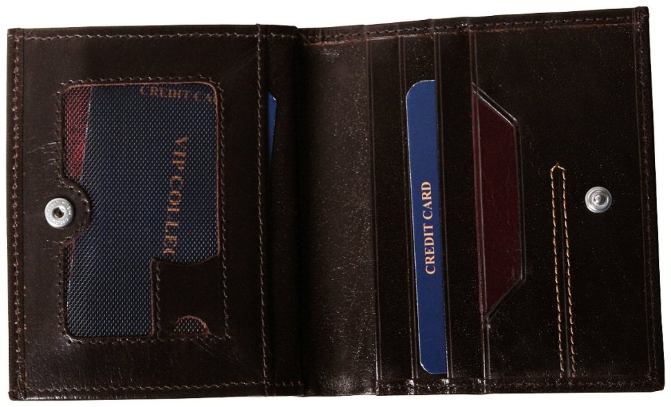 Женский кожаный кошелек на кнопке London коричневого цвета Vip Collection 102510 modnotak фото №4