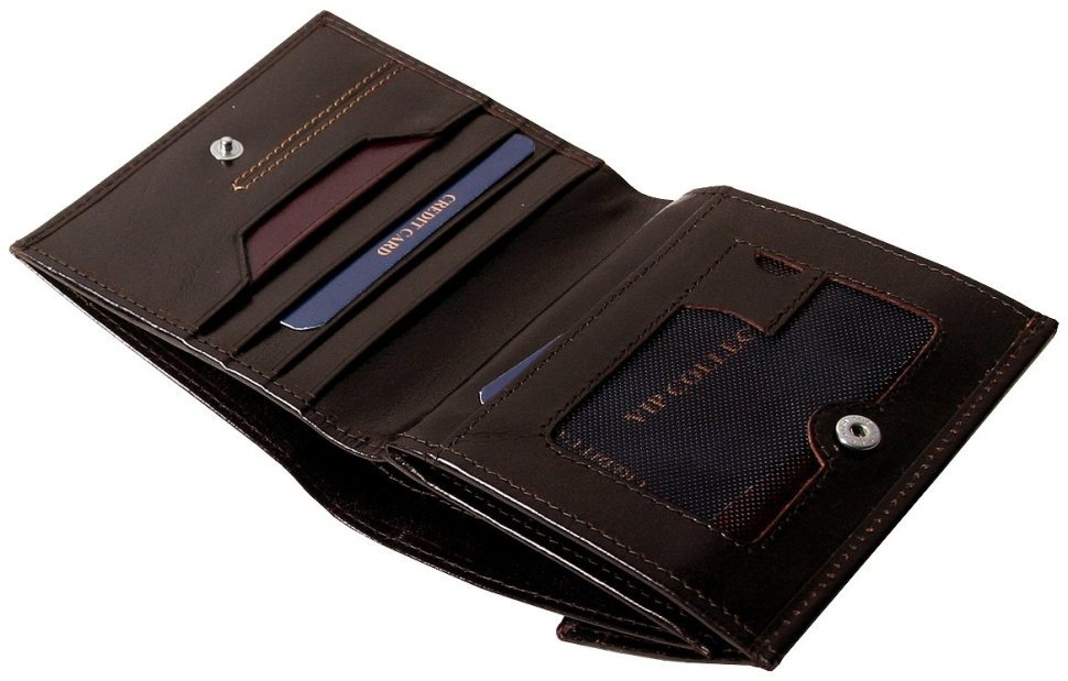 Женский кожаный кошелек на кнопке London коричневого цвета Vip Collection 102510 modnotak фото №5