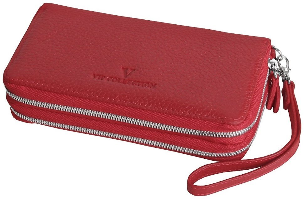 Женский кошелек на две молнии красного цвета Vip Collection 102610 modnotak фото №1