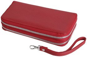 Жіночий гаманець на дві блискавки червоного кольору Vip Collection 102610