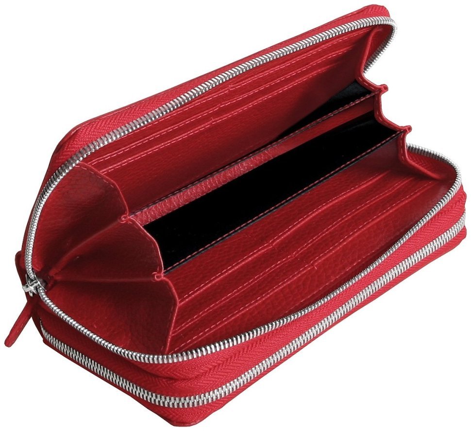 Женский кошелек на две молнии красного цвета Vip Collection 102610 modnotak фото №3
