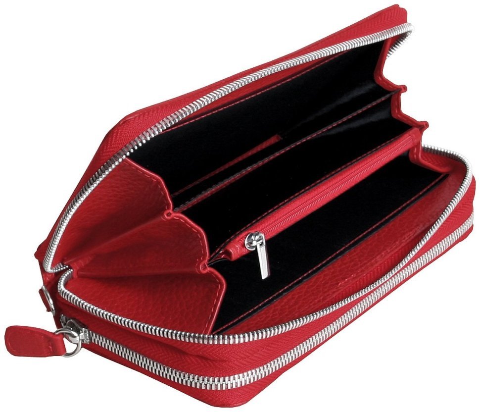 Женский кошелек на две молнии красного цвета Vip Collection 102610 modnotak фото №4