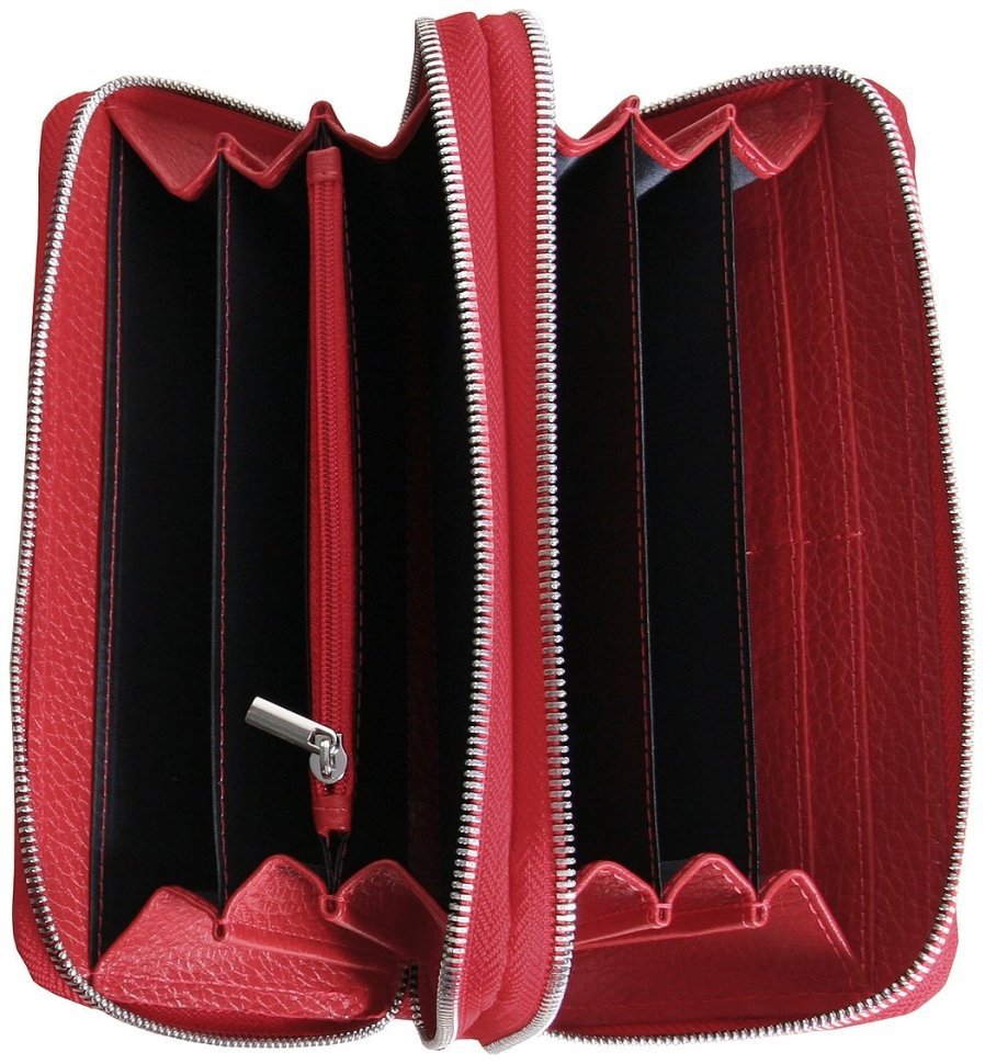 Женский кошелек на две молнии красного цвета Vip Collection 102610 modnotak фото №5