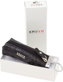 Черная кожаная ключница под кожу крокодила - KARYA (40007)