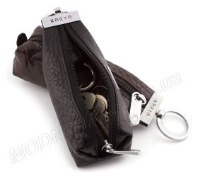 Черная кожаная ключница под кожу крокодила - KARYA (40007)