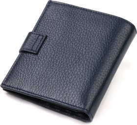 Синее мужское портмоне из натуральной зернистой кожи с хлястиком на кнопке CANPELLINI (2421746)