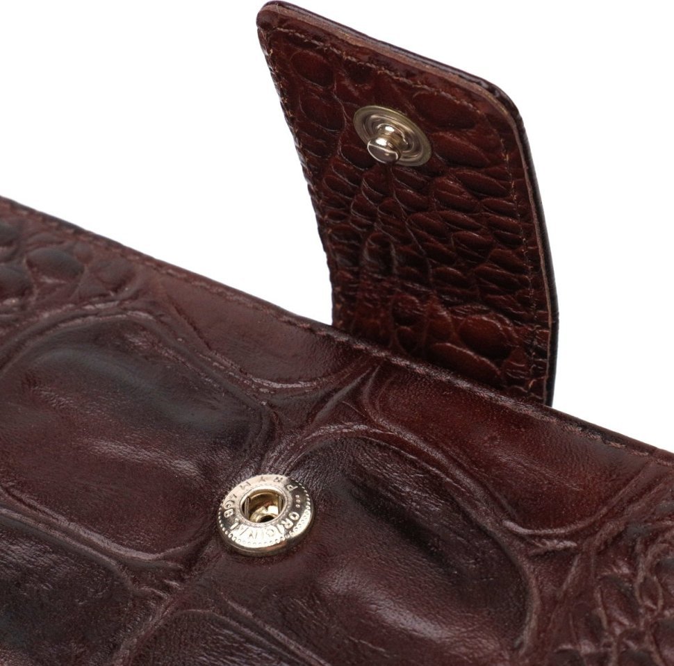 Стильний чоловічий гаманець коричневого кольору з натуральної шкіри з тисненням під крокодила CANPELLINI (2421846)