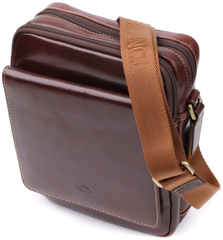 Наплечная мужская кожаная сумка коричневого цвета Tony Perotti Италия 103310 фото №1 Наплечная мужская кожаная сумка коричневого цвета Tony Perotti Италия 103310 modnotak фото №1