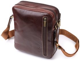 Наплечная мужская кожаная сумка коричневого цвета Tony Perotti Италия 103310