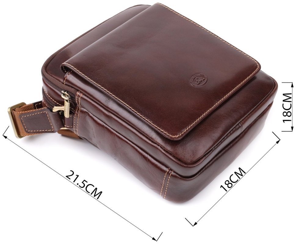 Наплечная мужская кожаная сумка коричневого цвета Tony Perotti Италия 103310 фото №3 Наплечная мужская кожаная сумка коричневого цвета Tony Perotti Италия 103310 modnotak фото №3