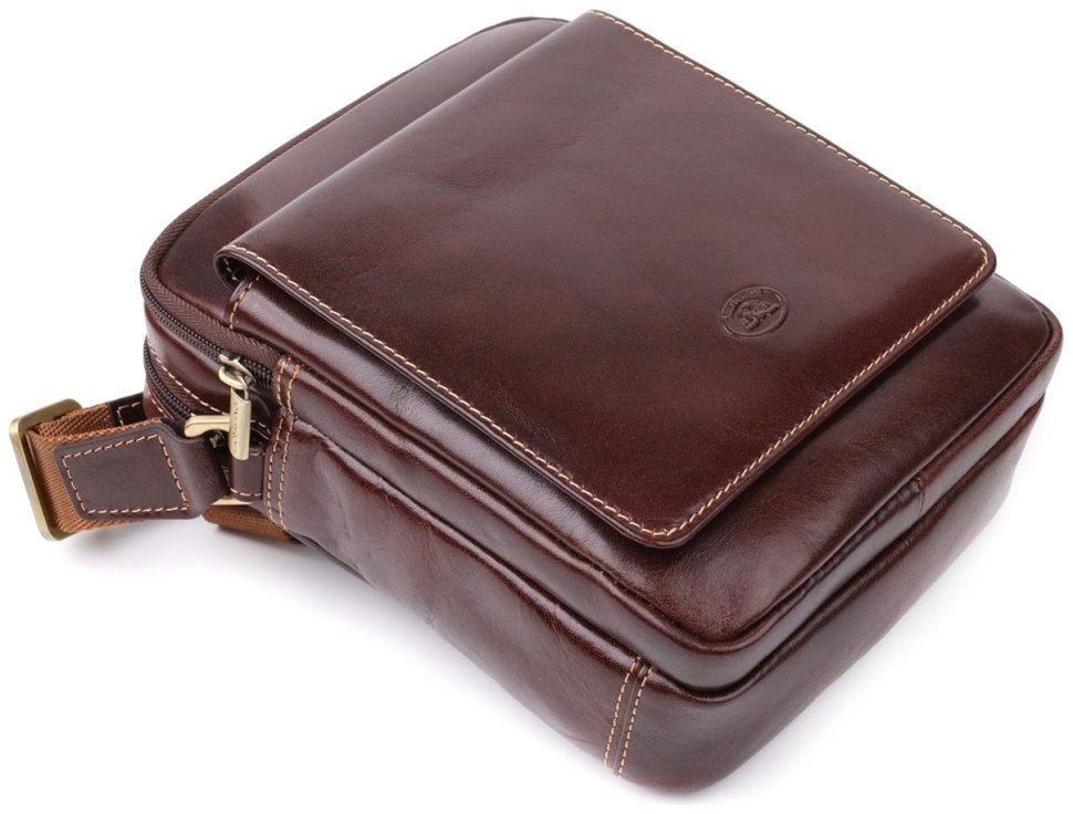 Наплечная мужская кожаная сумка коричневого цвета Tony Perotti Италия 103310 фото №5 Наплечная мужская кожаная сумка коричневого цвета Tony Perotti Италия 103310 modnotak фото №5