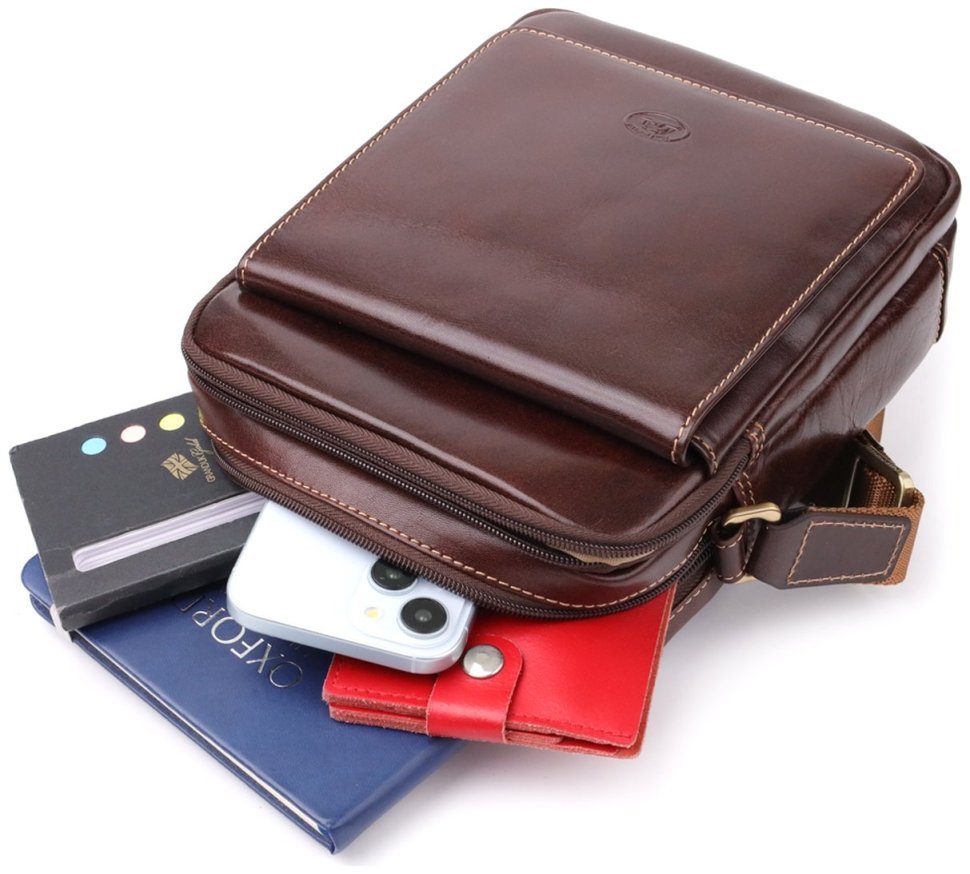 Наплечная мужская кожаная сумка коричневого цвета Tony Perotti Италия 103310 фото №9 Наплечная мужская кожаная сумка коричневого цвета Tony Perotti Италия 103310 modnotak фото №9