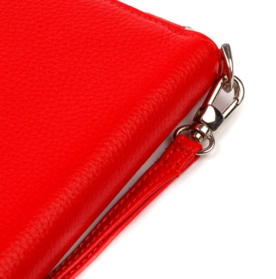 Красный женский кошелек-клатч из фактурной кожи на молнии CANPELLINI (2421619) 