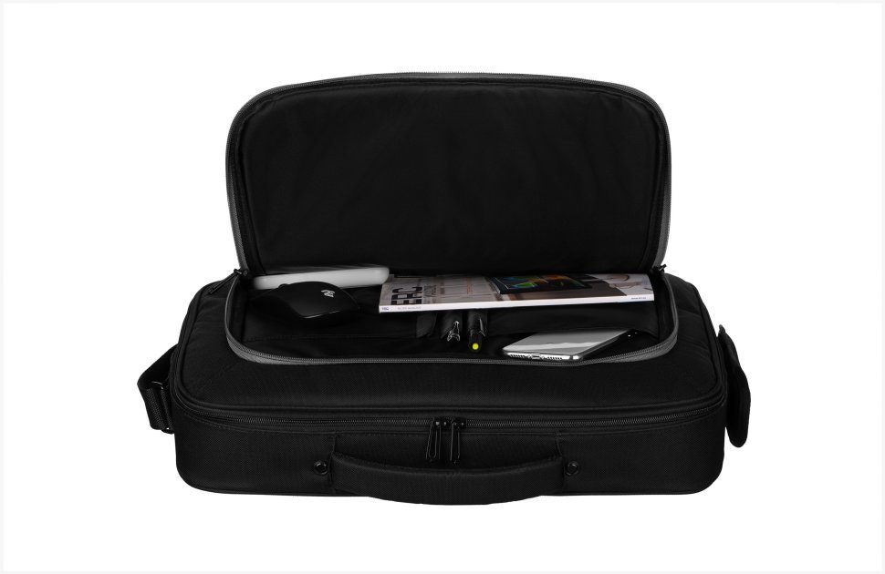 Большая текстильная сумка для ноутбука до 17" 2Е Vector черного цвета через плечо 103510 modnotak фото №9