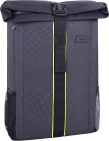 Черно-серый текстильный рюкзак для ноутбука до 15 дюймов Bagland Roll 53910