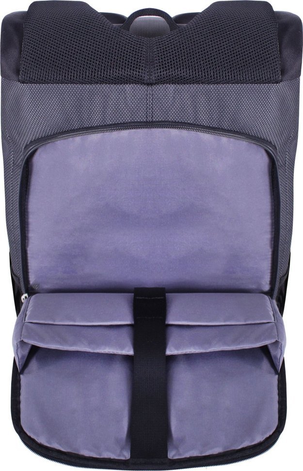 Чорно-сірий текстильний рюкзак для ноутбука до 15 дюймів Bagland Roll 53910
