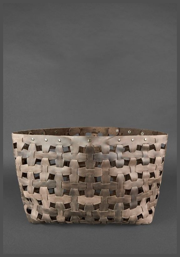 Плетеная сумка темно-коричневого цвета из прочной кожи с эффектом винтаж BlankNote Пазл Xl (12782)