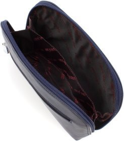 Гладкая кожаная женская косметичка синего цвета KARYA (19959)